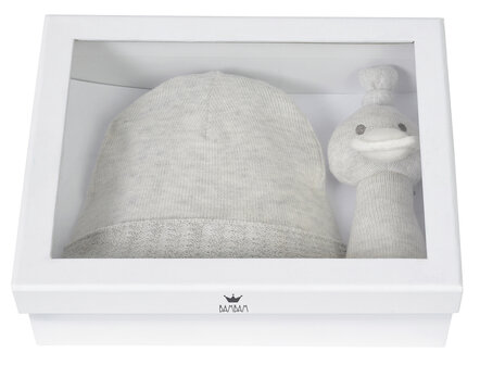 Giftbox Knitted Hat and Duck Rattle