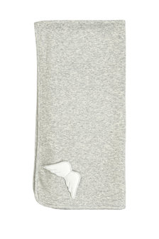 Grey cotton blanket Angel - silver wings