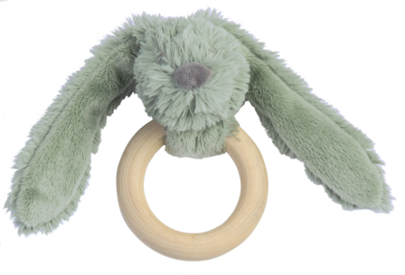 Green Rabbit Richie Wooden Teething Ring