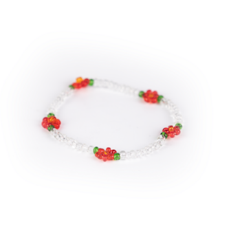 Busy Lizzie - Bracelet - Flowers - Red/white