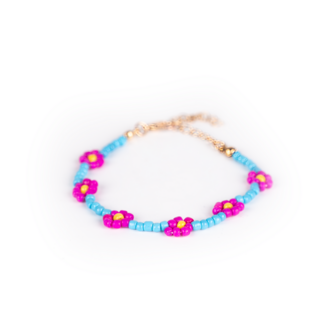 Busy Lizzie - Bracelet - Flowers - Turqoise/purple