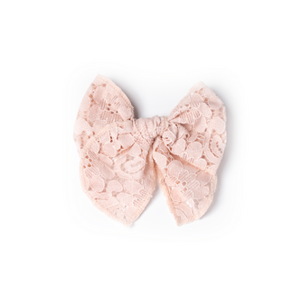 Clip - Bow - Lace - Light pink