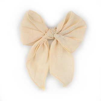 Linen Love Story - Bow Medium - with tail - Beige