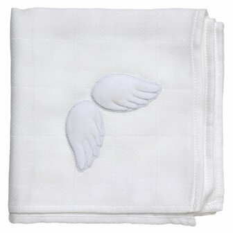 Wings white tetra muslin 67x67cm
