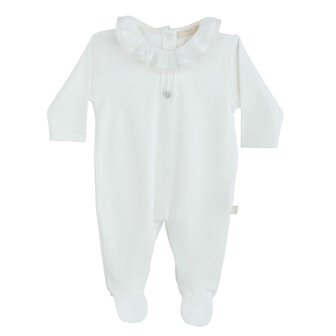 Cotton babygrow ivory with lace collar 1m
