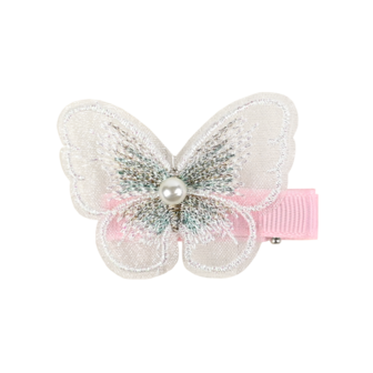 BL - Hair Clips - Butterfly w Pearl - White