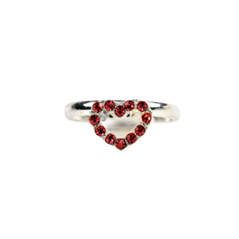 Ring - Rhinestone - Heart - Raspberry