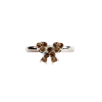 Ring - Rhinestone - Bow - Gold