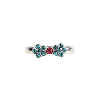 Ring - Rhinestone - Blossom - Turquoise