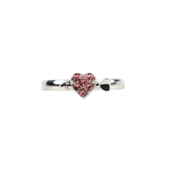 Ring - Rhinestone - Heart with Arrow - Pink