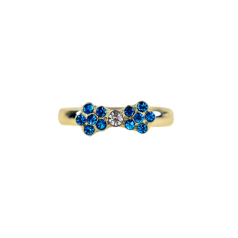 Ring - Rhinestone - Blossom - Blue