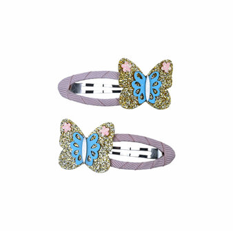 BL - Barrette - Butterfly - Gold/blue