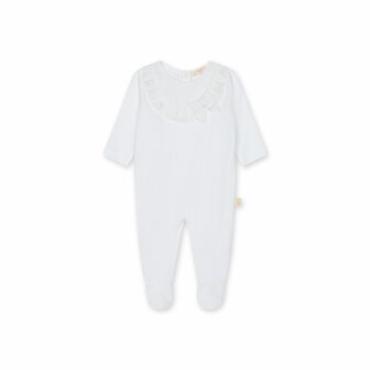 White Cotton babygrow Jubilee with bow - 1m
