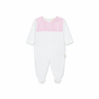 Cotton babygrow Linen with pink detail - 1m