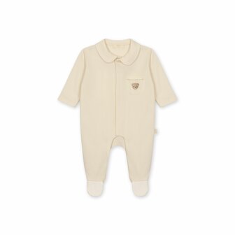 Beige cotton babygrow bear with pocket- 1m