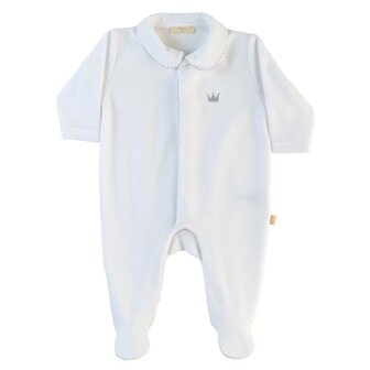 White velours pyama Little Royals grey detail 1m