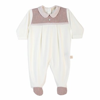 Ivory velours pyama Riverside pink detail 1m