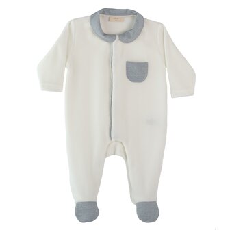 Ivory velours pyama Warley with pocket 1m