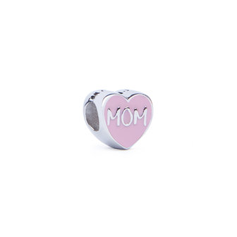 Mom Bead - pink enamelled